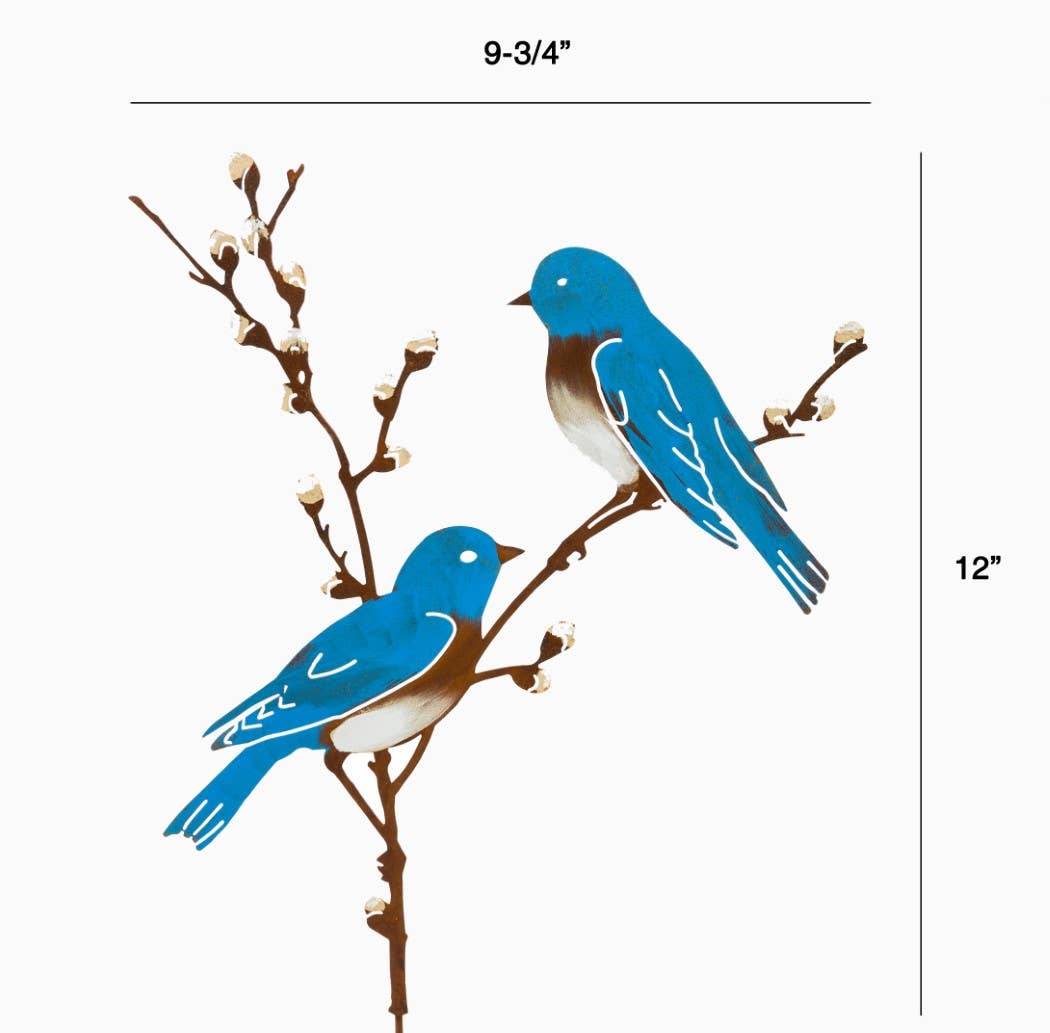 Bluebirds on Pussy Willow -Metal Silhouette Garden Yard Art