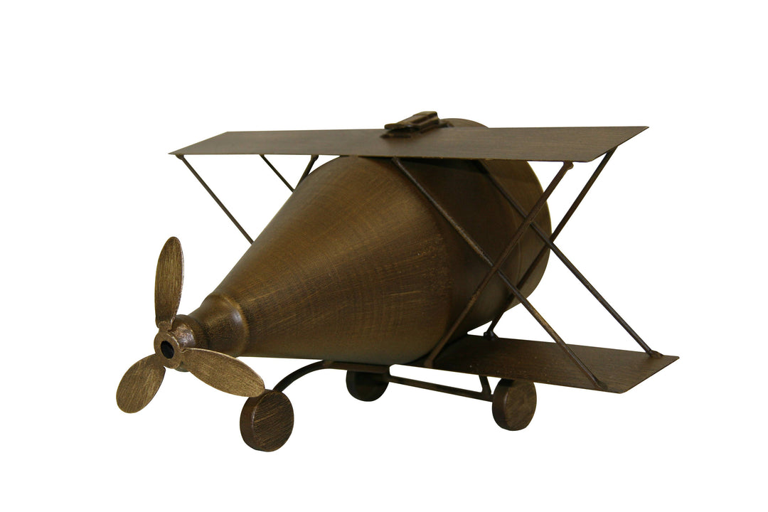 Classic Bronze Airplane Metal Table Clock