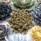 Ceramic Faux Flowers Succulents For Tabletop Or Wall Hangin: Peony Orange