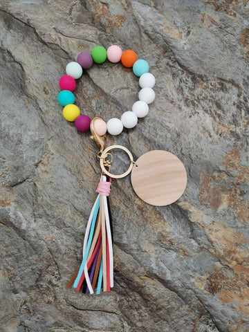 Multi Color Silicone Bead Keychain Wristlet
