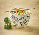 Osaka Noodle Bowl Set of 2 Black Multi Stoneware Everyday