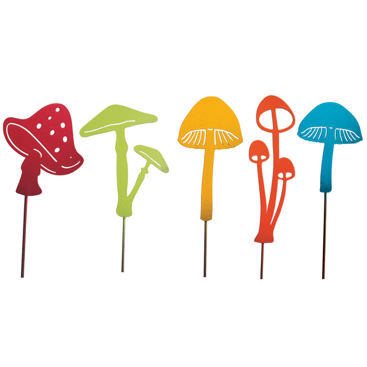 Bright Painted Metal Mushroom Pick