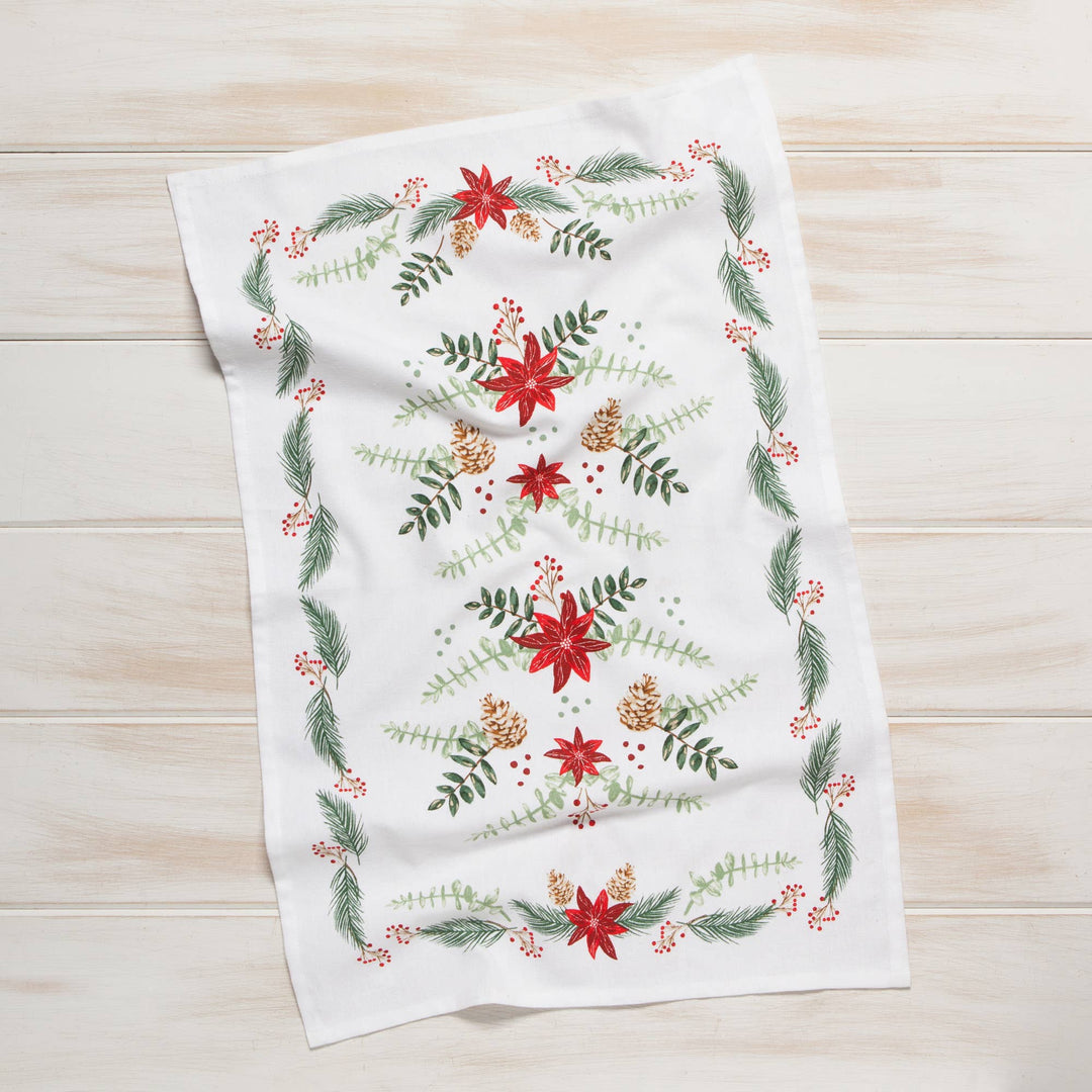Poinsettia Christmas Dishtowel