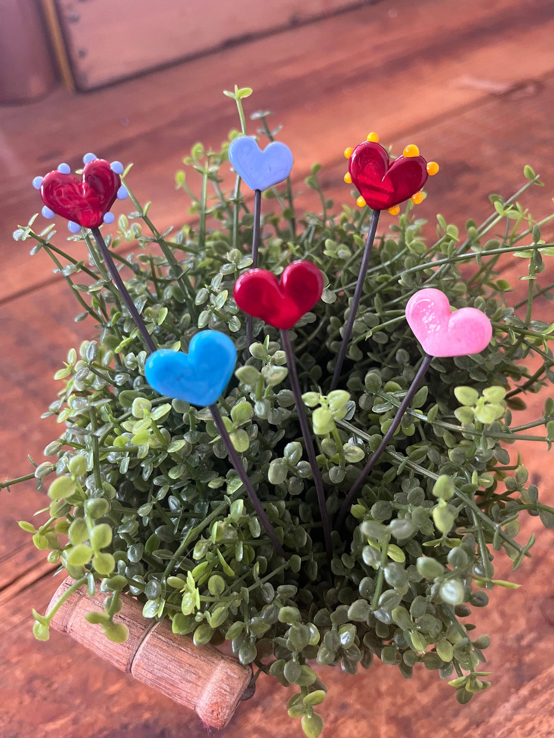 Glass Heart Plant Stick: Periwinkle Blue