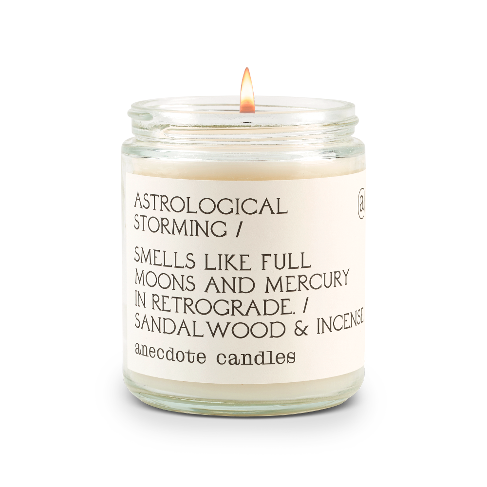 Astrological Storming (Sandalwood &amp; Incense) Candle: 7.8 oz Glass Jar