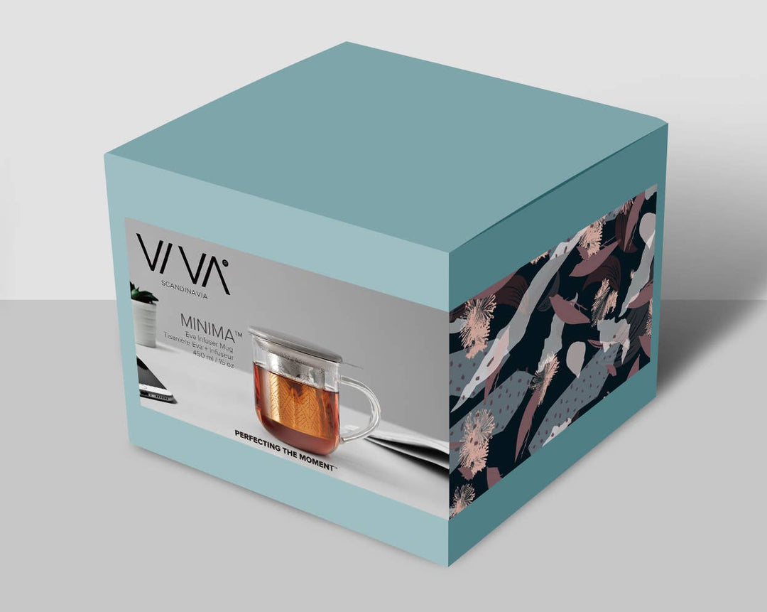Glass Mug &amp; Porcelain Lid w/ Infuser - Minima™ Eva: Powder Brown