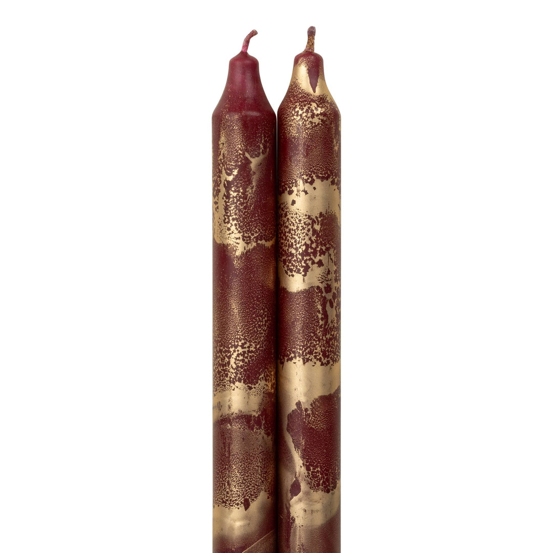 12" Decorative Taper Candles 2pk: Pure White w/ Gold