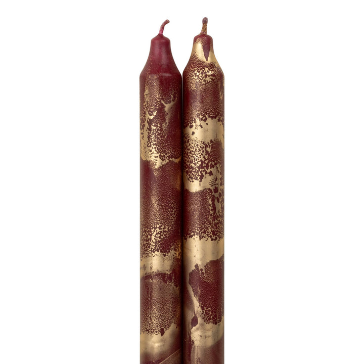 12" Decorative Taper Candles 2pk: Lemon Zest w/ Gold
