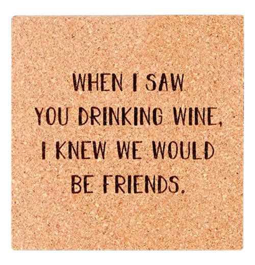 Friend-zy Cork Laser Etched Coaster Gift Box Set