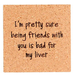 Friend-zy Cork Laser Etched Coaster Gift Box Set