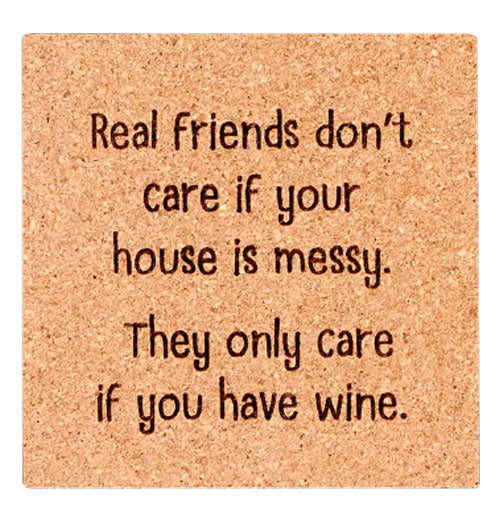 Friend-zy Cork Laser Etched Coaster Gift Box Set