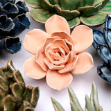Ceramic Faux Flowers Succulents For Tabletop Or Wall Hangin: Peony Orange