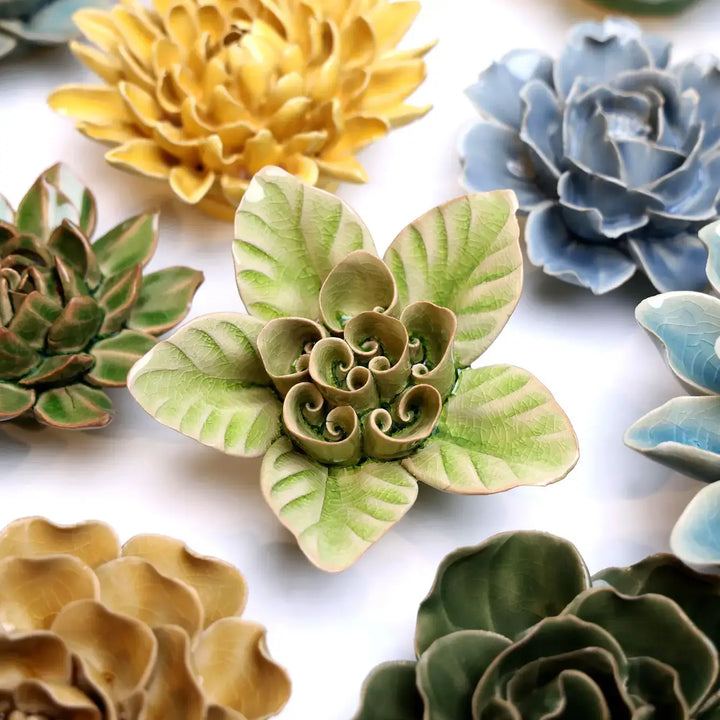 Hand Made Ceramic Wall Flower: Caramel