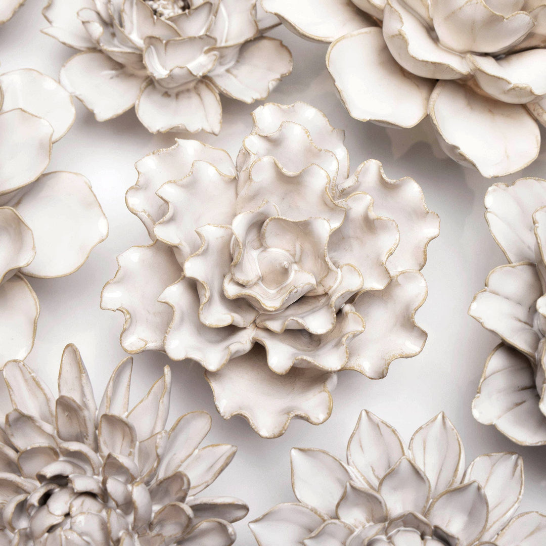White Ceramic Flower Hanging: Pearl Zinnia