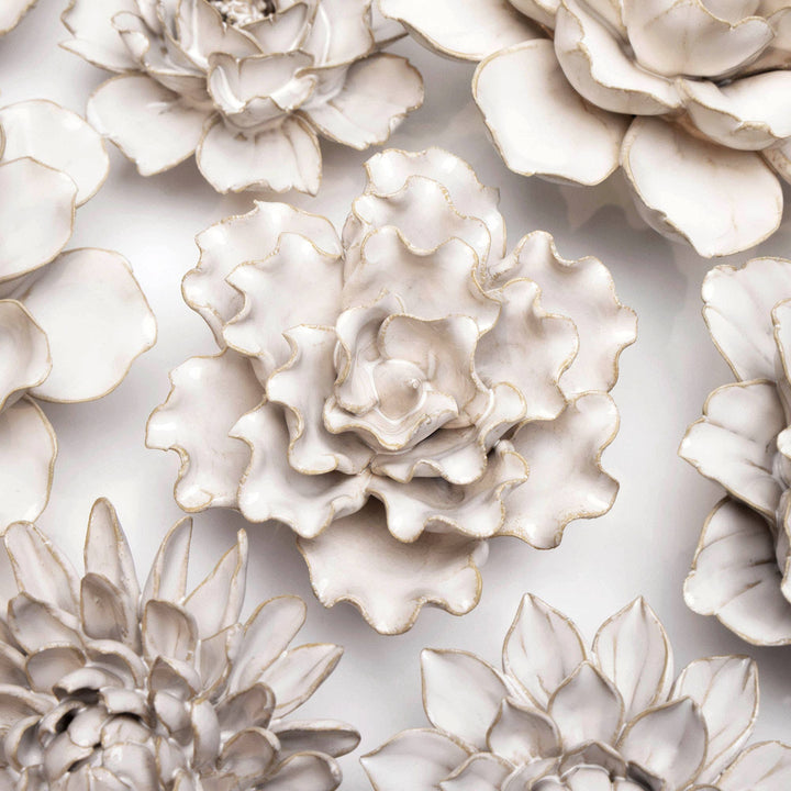 White Ceramic Flower Hanging: Pearl Zinnia