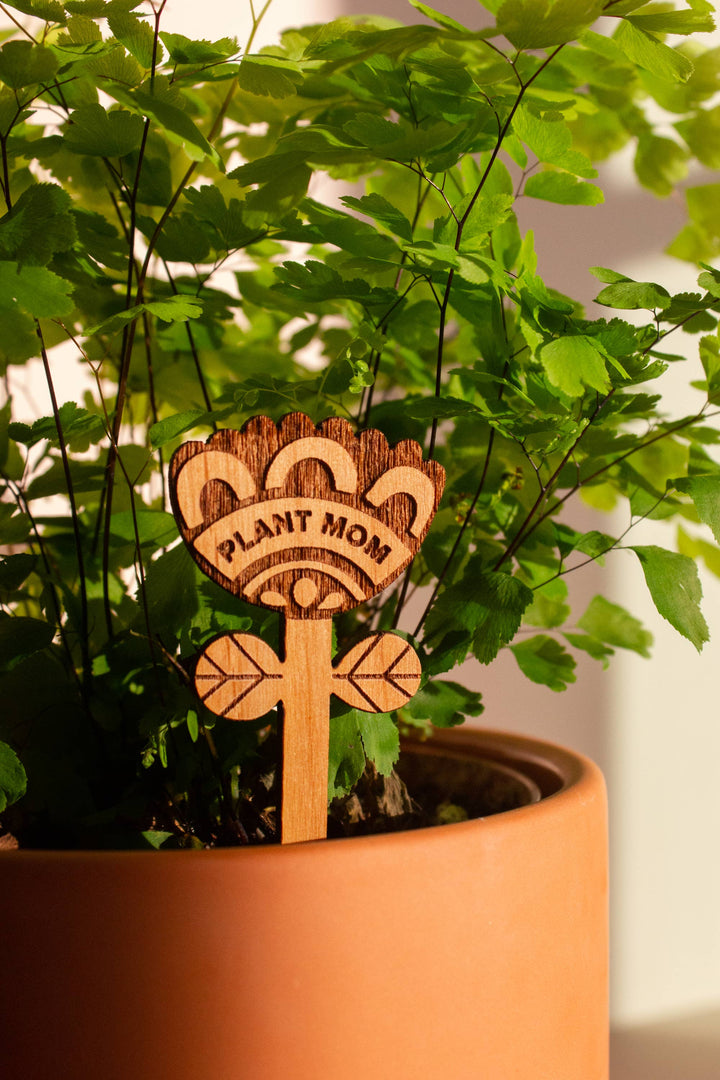 Plant Mom Wood Floral Plant Pick