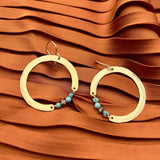 Handmade Halo Earrings: Gold Finish w/ Turquoise