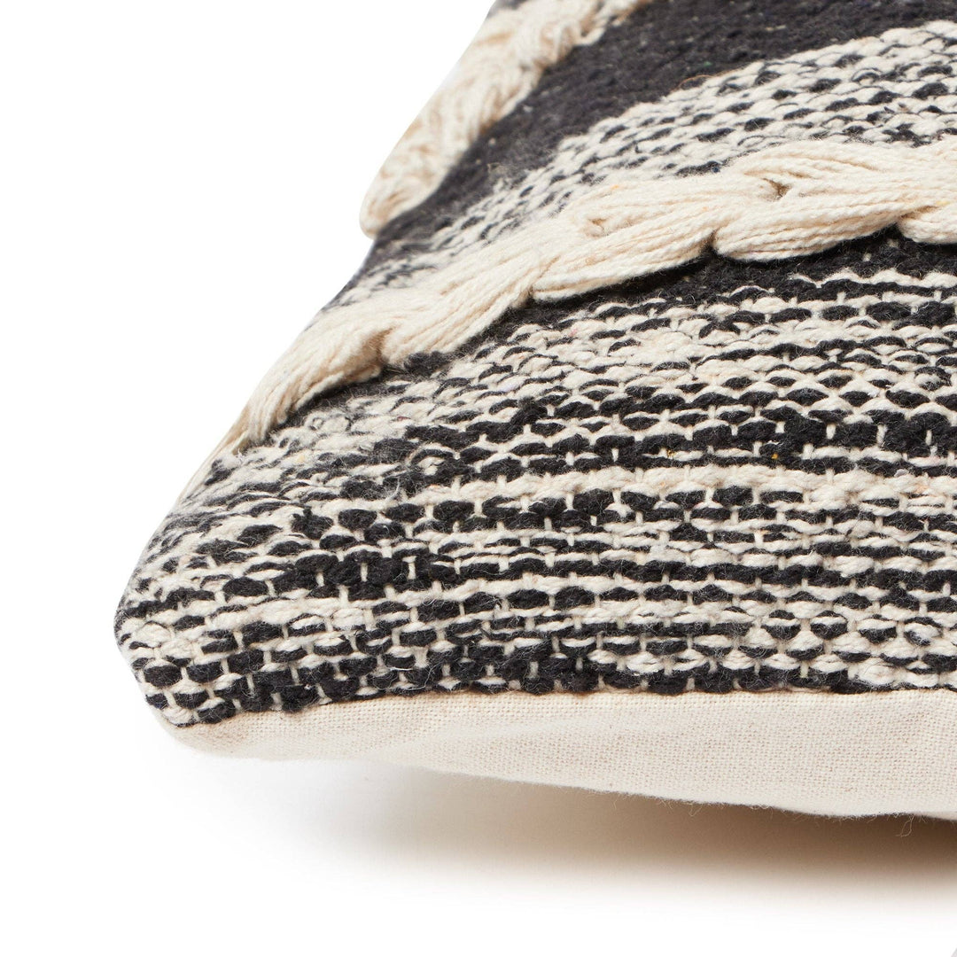 REDEARTH Textured Throw Pillows. 100% Cotton Char Delineate Black. 18" x 18"