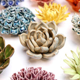 Ceramic Flower & Faux Succulent Collection 12: Flower Green