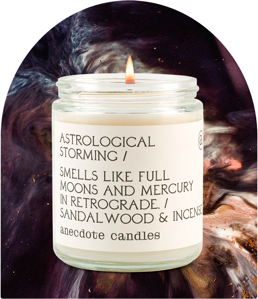 Astrological Storming (Sandalwood &amp; Incense) Candle: 7.8 oz Glass Jar