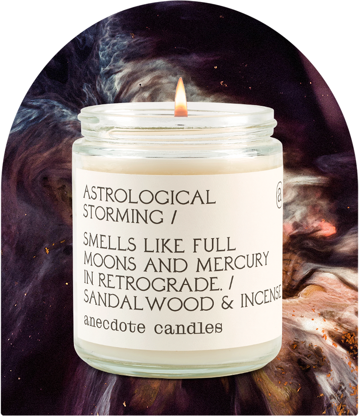 Astrological Storming (Sandalwood &amp; Incense) Candle: 7.8 oz Glass Jar