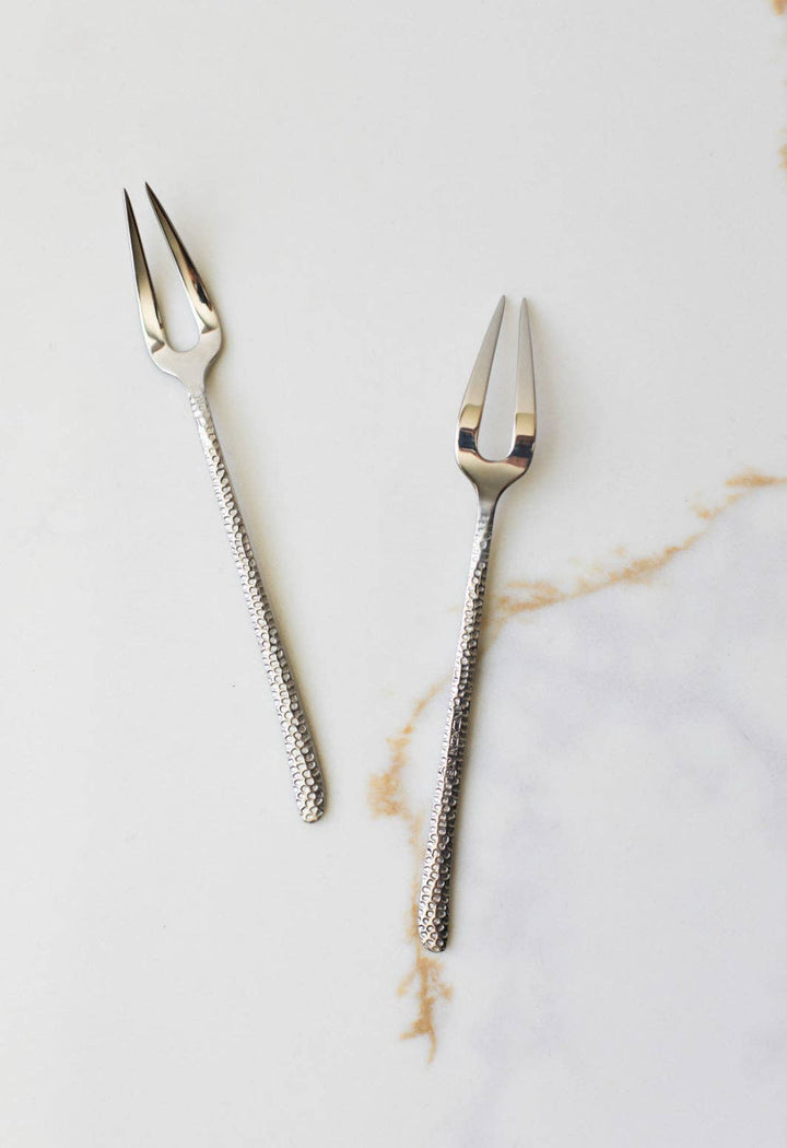 Hammered Stainless Steel Fruit Forks
