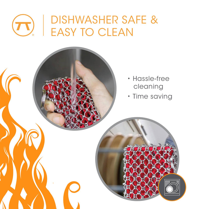 Outset Chain Mail Cast Iron Scrubber Pad, 4.5" x 3.5"