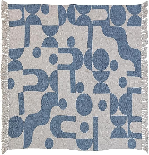 Woven Recycled Cotton Blend Printed Throw with Abstract Design