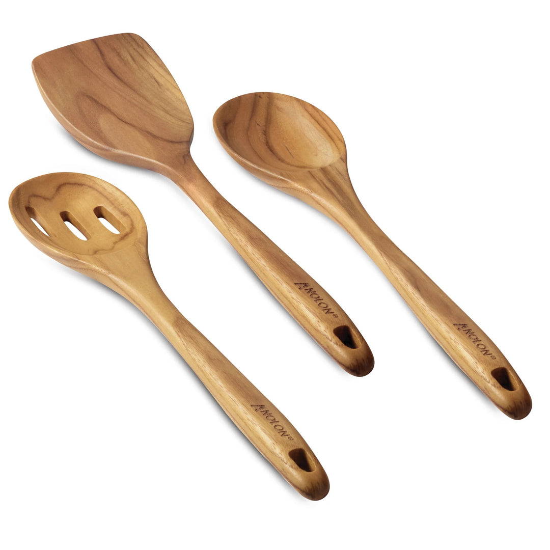 Anolon Teak Wood Cooking Utensils, 3 Piece Set