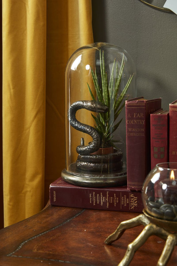 Adder Cloche, Snake Under Glass Halloween Decor \ Plant Holder