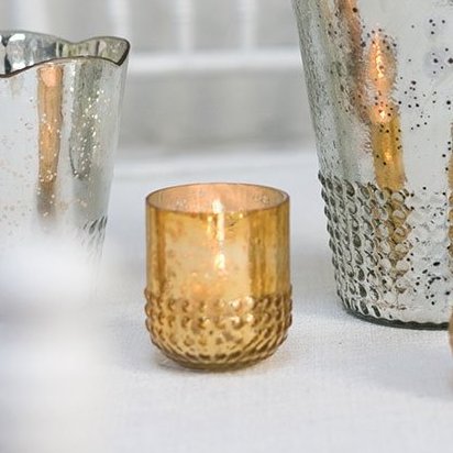 Mercury Glass Votive Holder, Champagne Gold