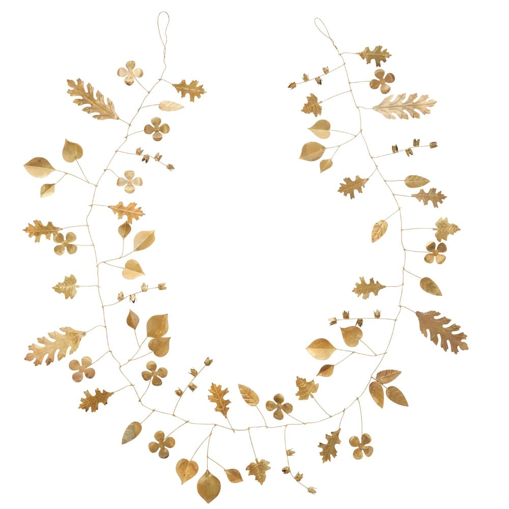 Goldtone Metal Leaf &amp; Flower "Cold Weather" Garland