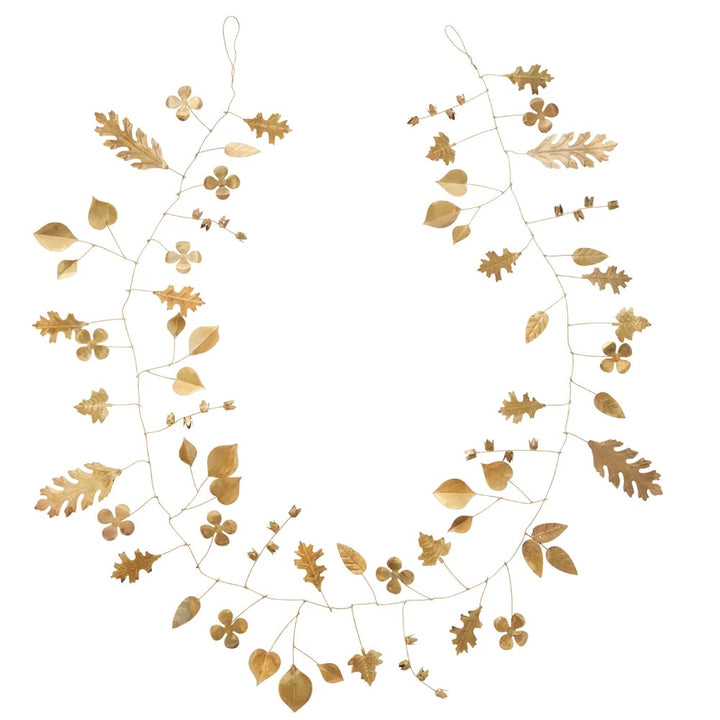 Goldtone Metal Leaf &amp; Flower "Cold Weather" Garland