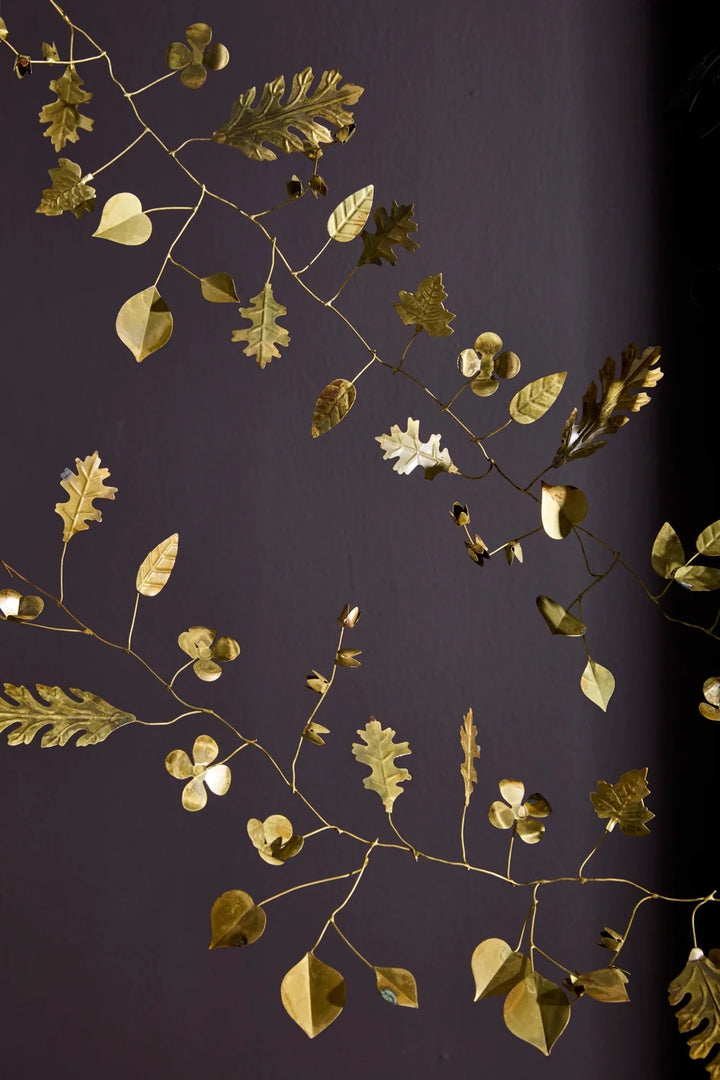 Goldtone Metal Leaf &amp; Flower "Cold Weather" Garland