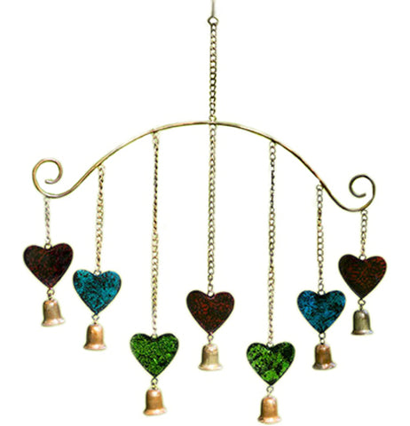 Multi-Colored Hearts Wind Chime