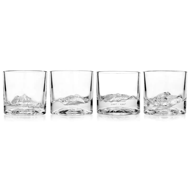 The American Peaks Crystal Whiskey Glasses, Set of 4