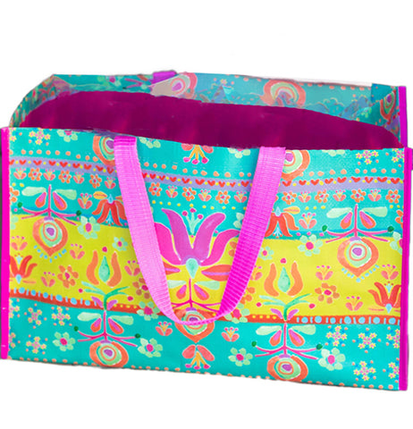 Turquoise Border Carry All Tote