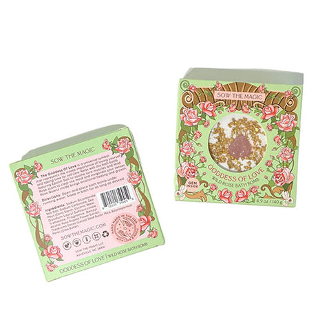 Goddess of Love Wild Rose Bath Bomb with Rose Quartz