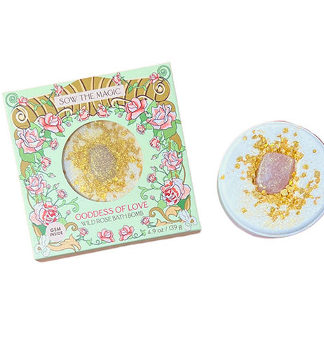 Goddess of Love Wild Rose Bath Bomb with Rose Quartz
