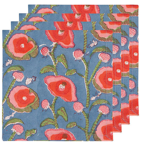 Block Print Napkins "Poppy" (Set of 4)