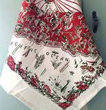Red California Map Retro Flour Sack Kitchen Towel