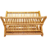 A wooden drying rack directly from the side.