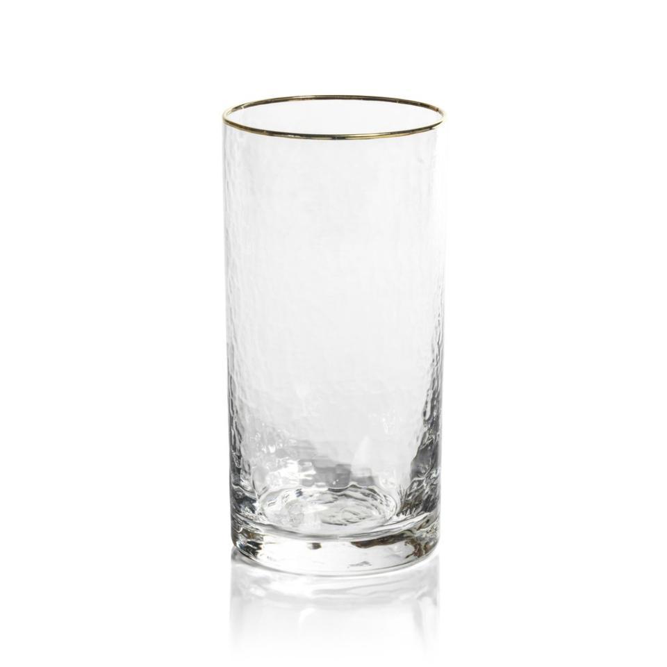 "Negroni" Hammered Highball Glass with Gold Trim