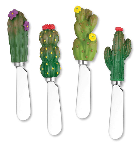 4 Piece Set Cactus With Flowers Spreaders