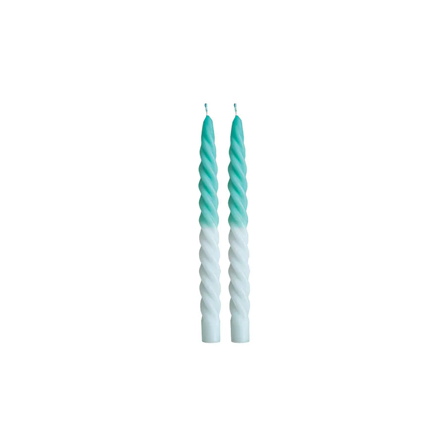 Aqua Swirl Taper Candles In Box