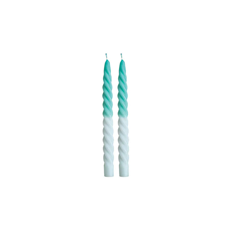 Aqua Swirl Taper Candles In Box