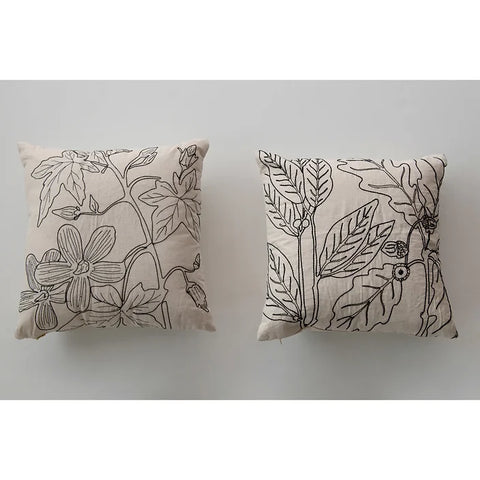 Natural & Black Square Cotton Pillow
