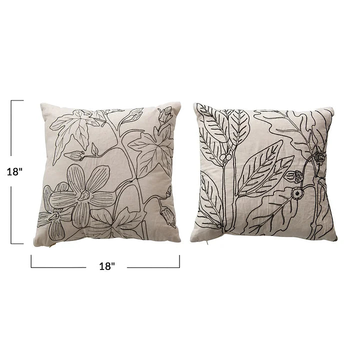 Natural &amp; Black Square Cotton Pillow