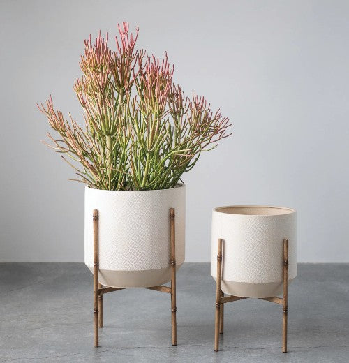 Embossed Metal Planters and Stands