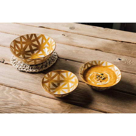 Imperial Crosshatch Bowl, Mustard Yellow 6.5"